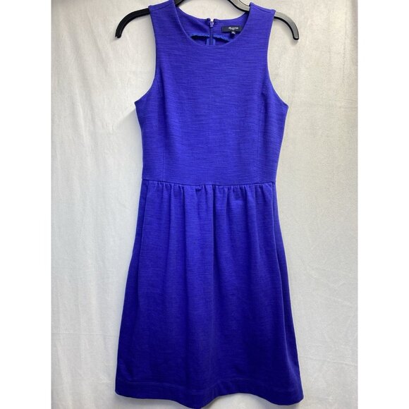 Madewell Sleeveless Fit & Flared Dress Women XS Blue Side Pockets Back Zip Used - Picture 1 of 16